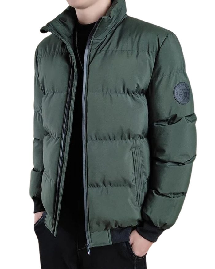 Wind-Resistant Men's Cotton Jacket, Black and Green