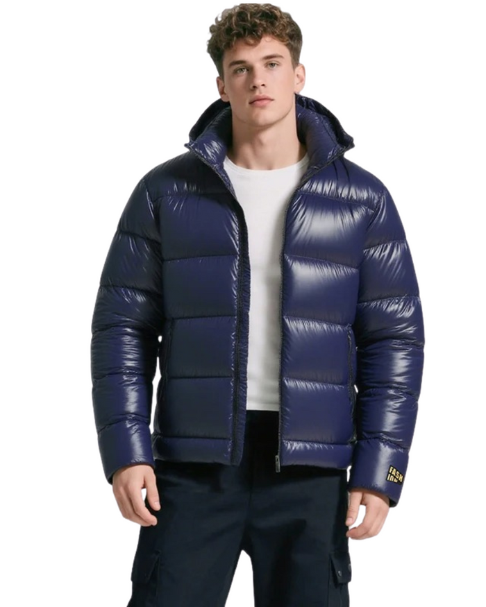 Down Men's Jacket, Navy and Black