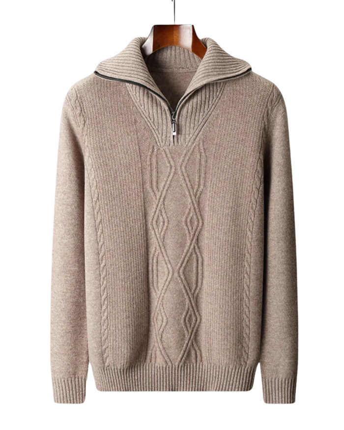 Taranto Men's Merino Wool Sweater, Zip