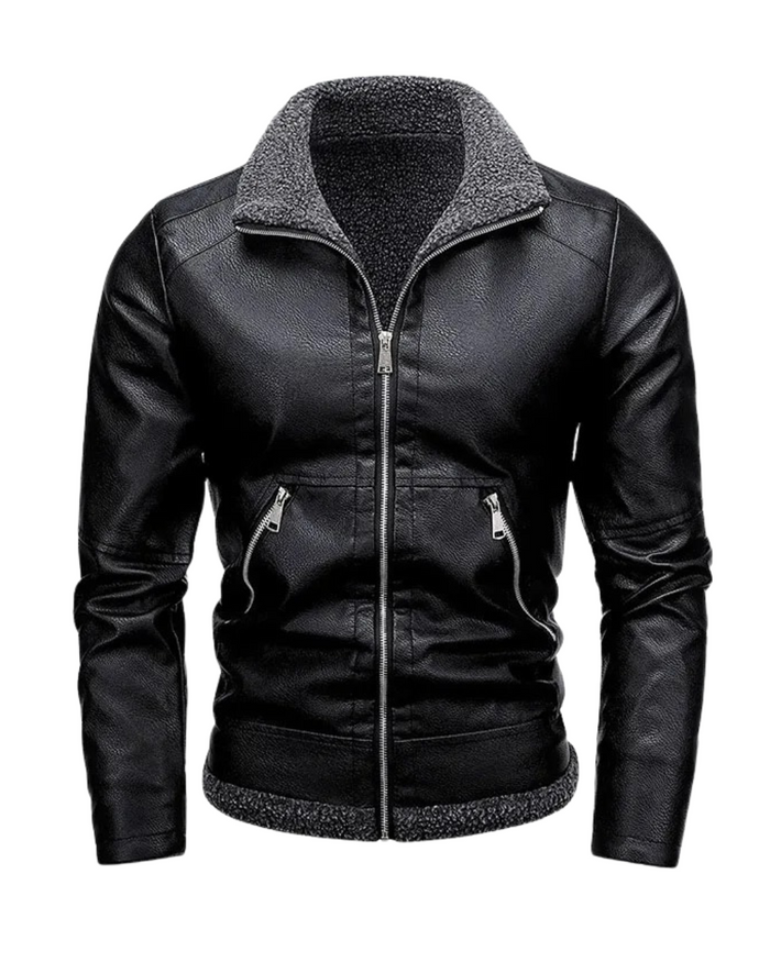 Men's Leather Jacket, Black and Dark Brown