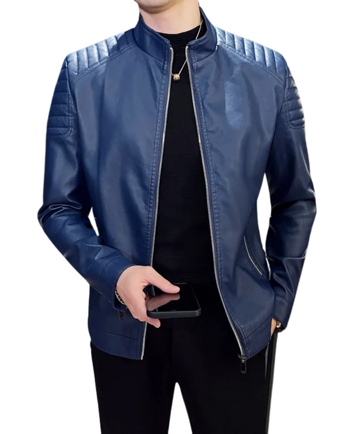 Men's Leather Jacket, Blue