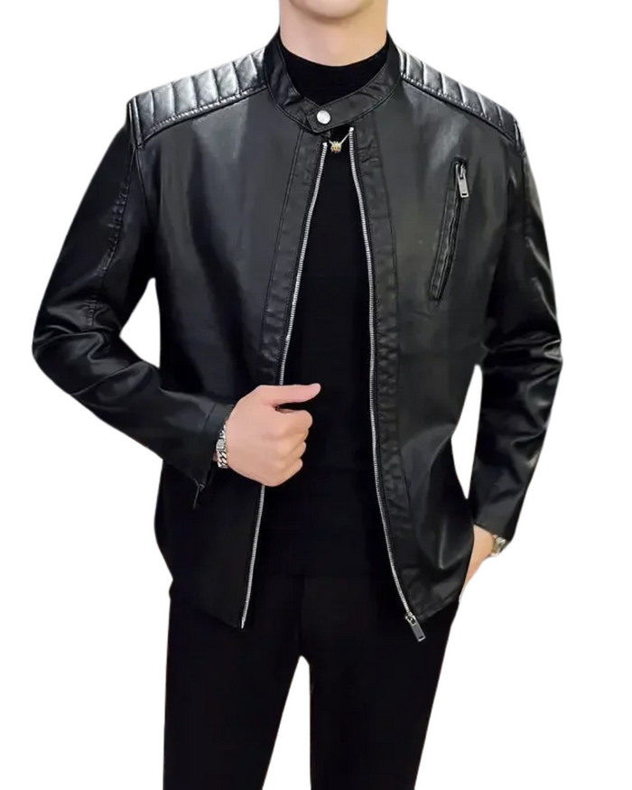 Men's Leather Jacket, Black and White
