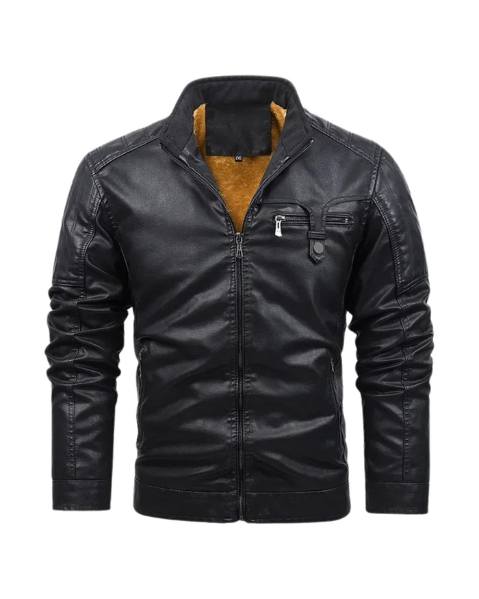 Men's Leather Jacket, Vintage, Lined, Black and Khaki