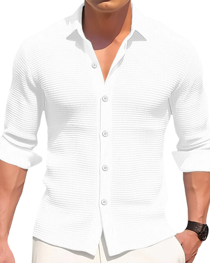 Men's Cotton Shirt, Blue and Beige