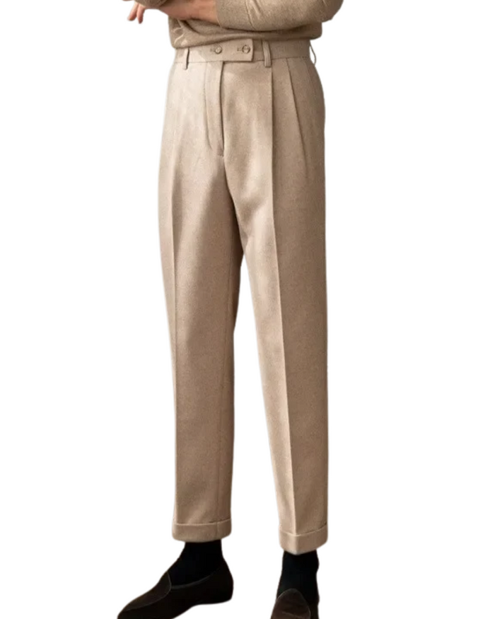 High-Waisted Men's Wool Pants