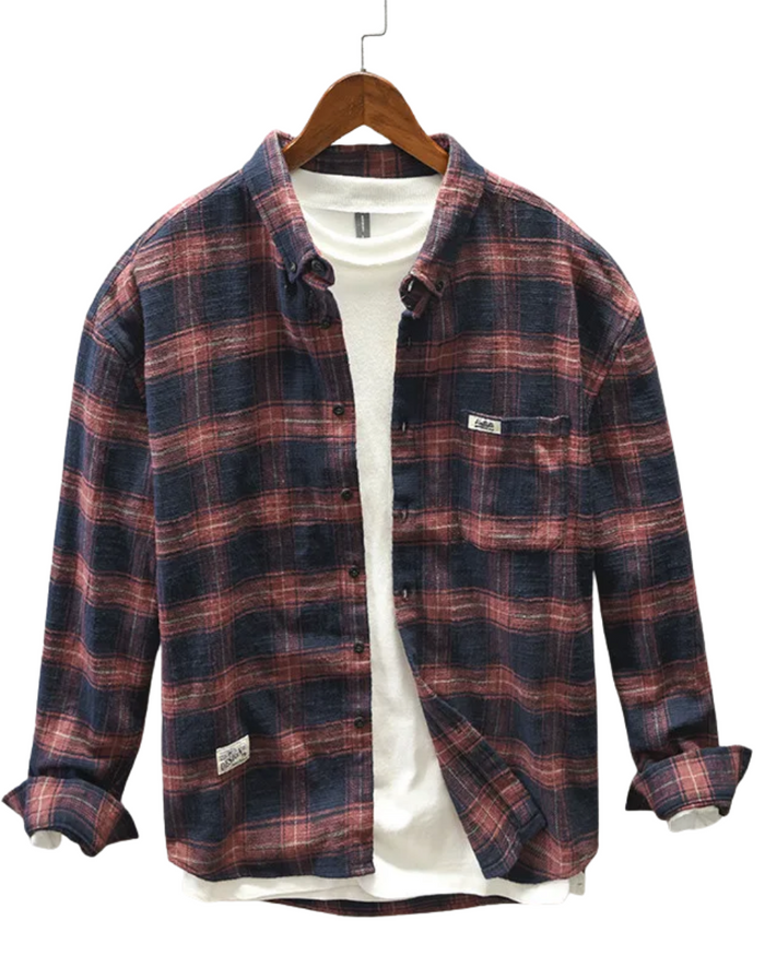 Men's Shirt, Plaid, Red and Blue