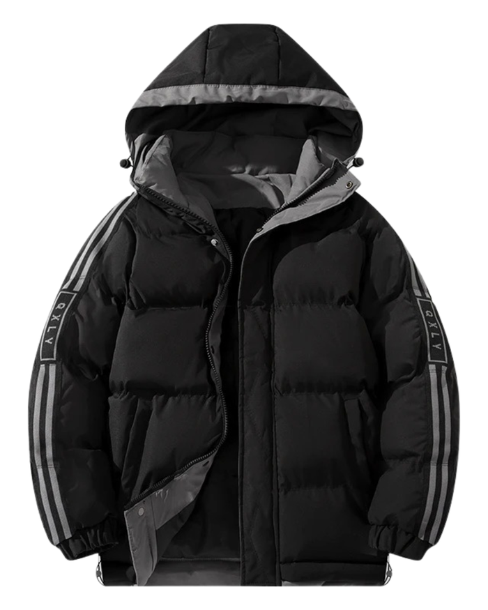 Hooded Men's Jacket, Gray and Black