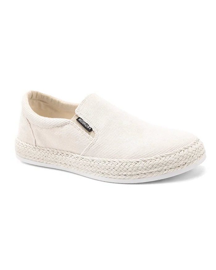 Men's Canvas Shoes, Slip-On, Beige and Green