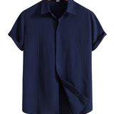 Short-Sleeve Shirt in Cotton and Linen