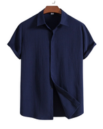 Short-Sleeve Shirt in Cotton and Linen