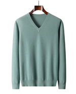 Wool Sweater with V-Neckline