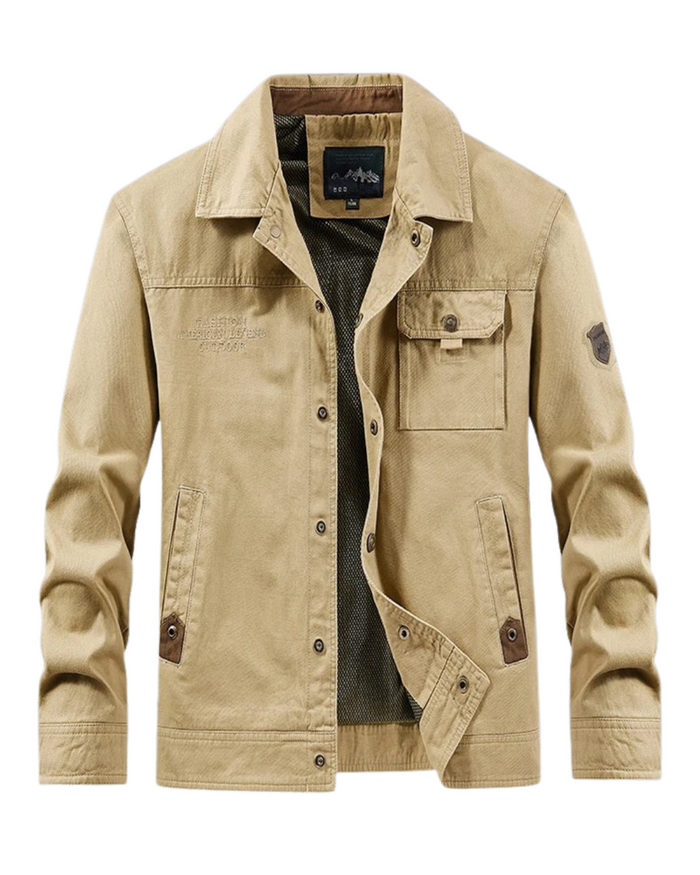 Men's Cotton Jacket, Khaki and Navy