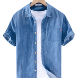 Denim Shirt with Short Sleeves