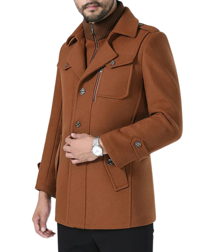 Men's Wool Coat, Brown and Black