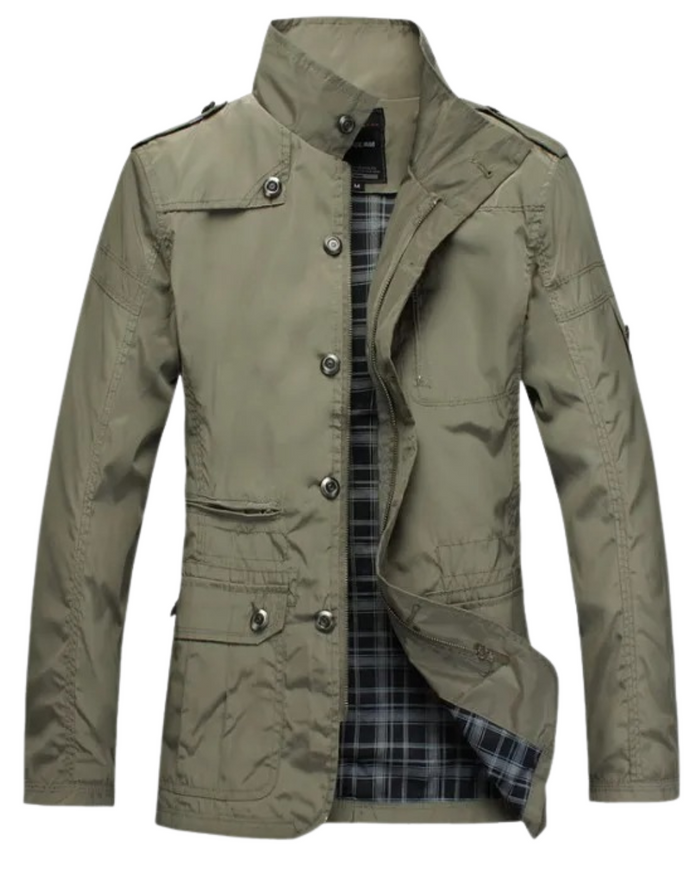 Windproof Men's Jacket, Black and Khaki