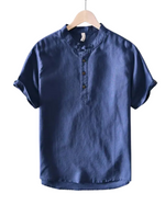 Short Sleeve Cotton and Linen Shirt