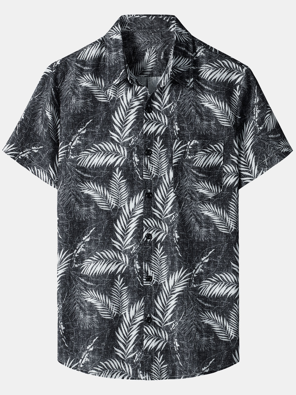 Hawaiian Casual Short-Sleeve Pockets Shirts, Tropical Print