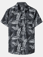 Hawaiian Casual Short-Sleeve Pockets Shirts, Tropical Print