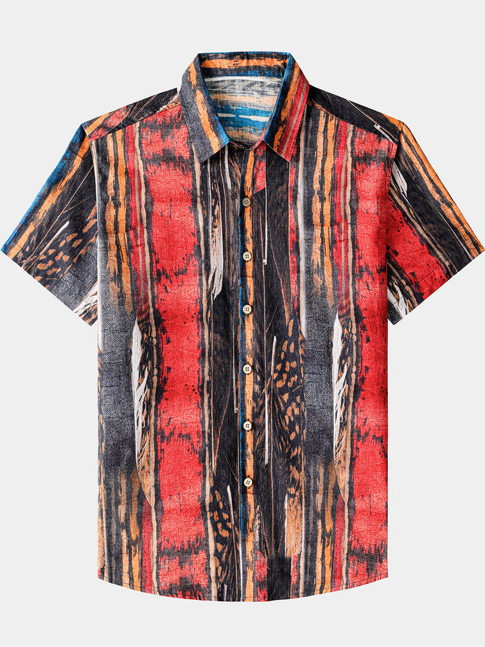 Vintage Abstract Pattern Textured Beach Style Shirt