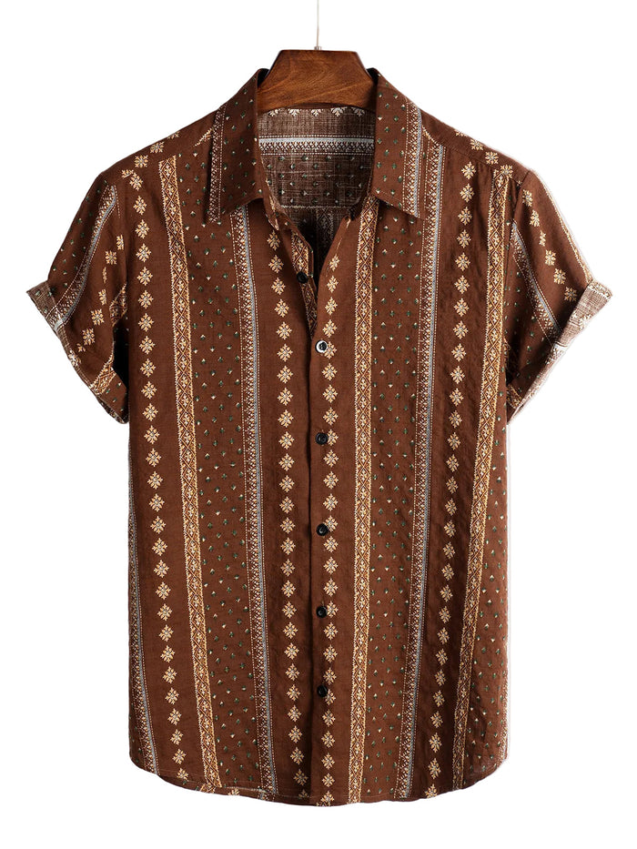 Men's Hawaiian-Style Cotton Short-Sleeve Shirt
