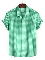Cotton Summer Short Sleeve Shirt for Men, Solid Color, with Pocket and Buttons