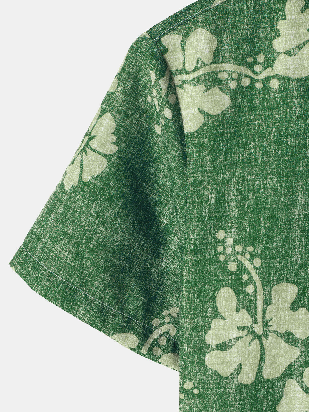Green Button-Up Short Sleeve Shirt with Hawaiian Floral Pocket