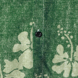 Green Button-Up Short Sleeve Shirt with Hawaiian Floral Pocket