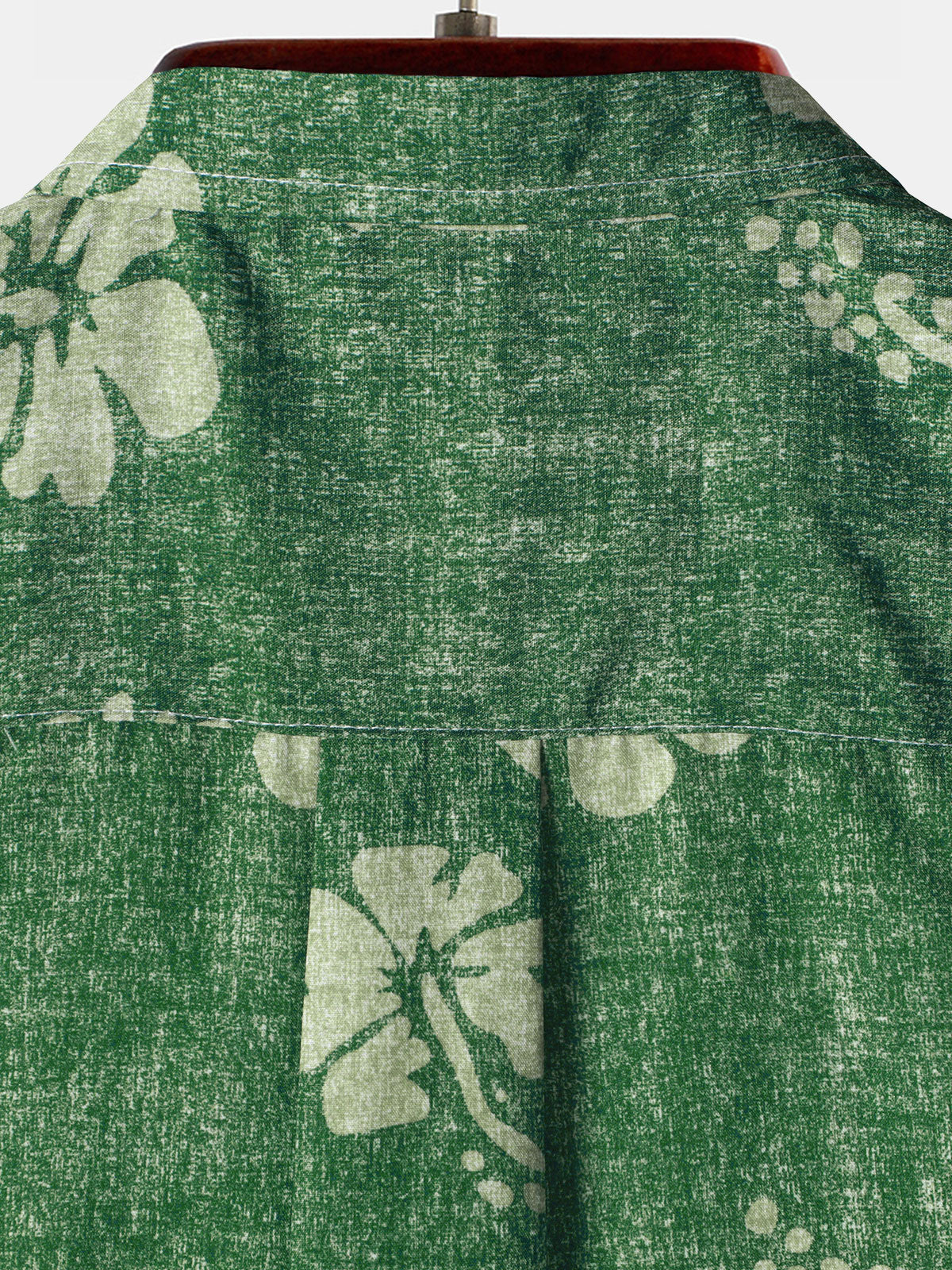 Green Button-Up Short Sleeve Shirt with Hawaiian Floral Pocket