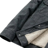 Men's Velvet Jacket with Sherpa Collar and Snaps - Dark Graphite