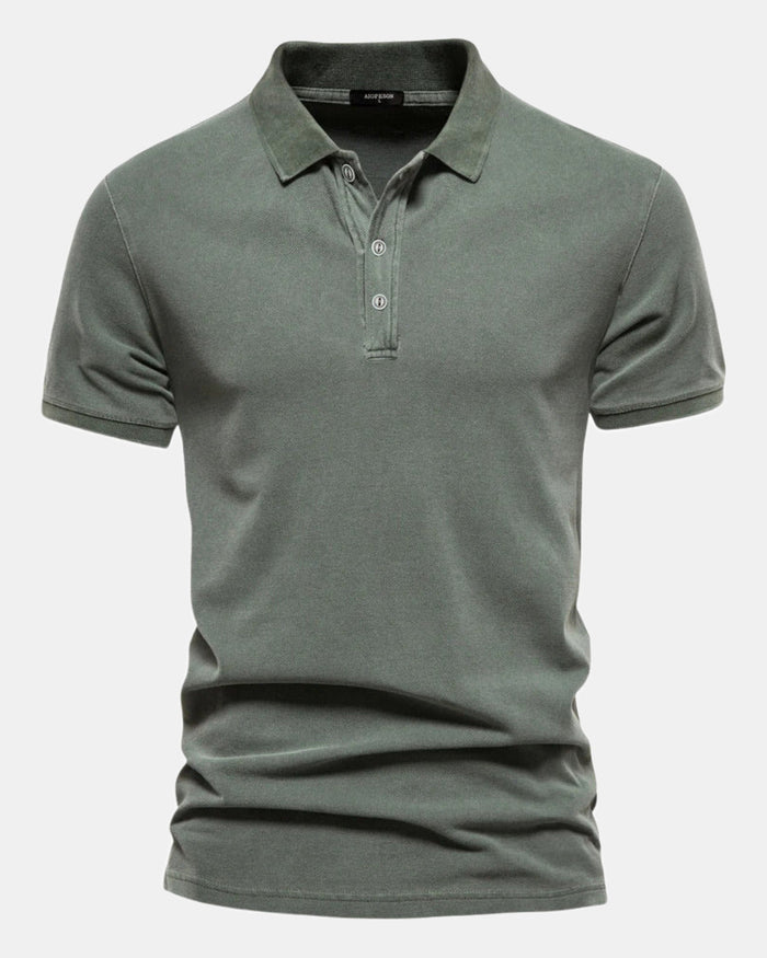 Men's Polo Shirt, Green and Dark Blue