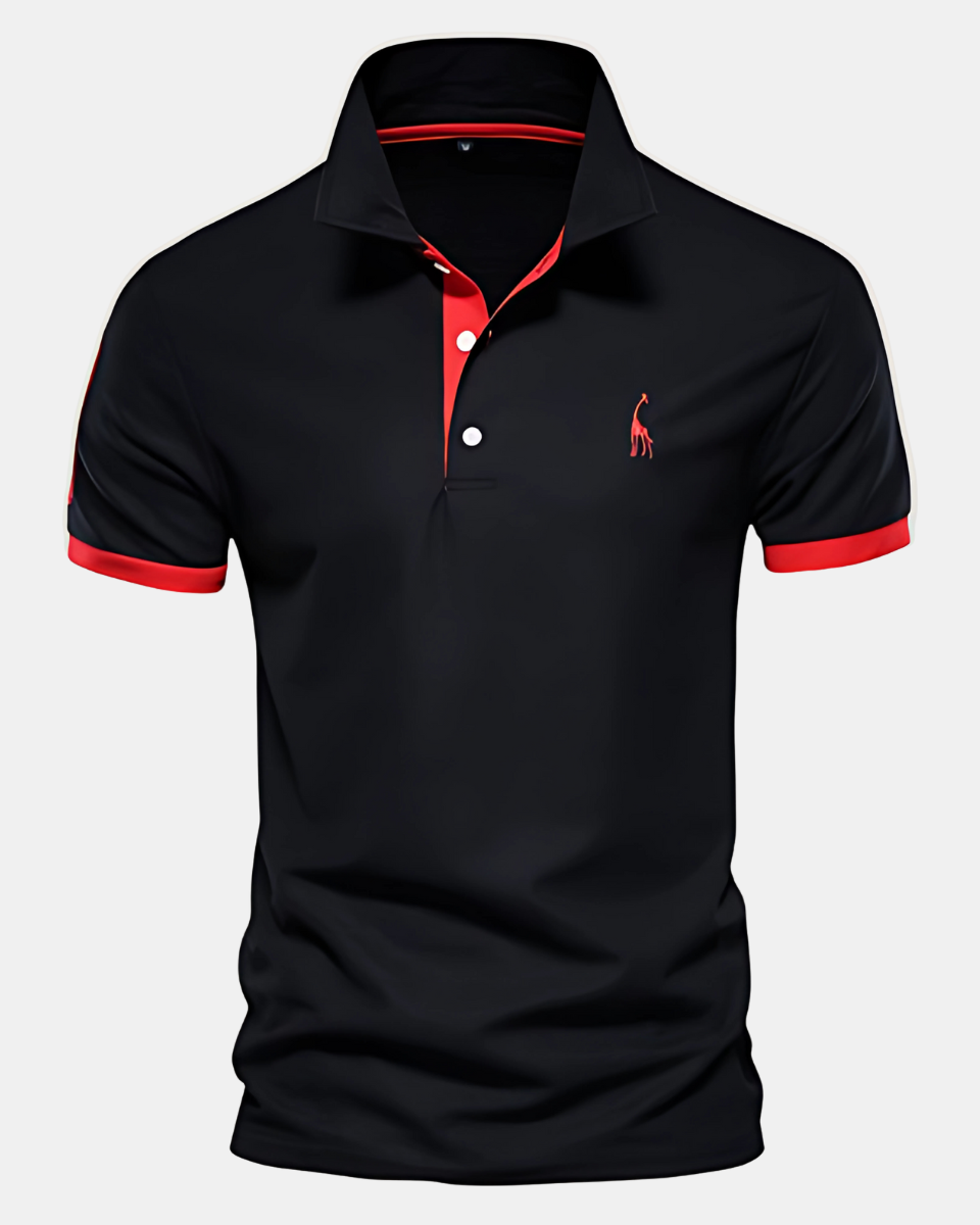 Men's Cotton Polo Shirt in Black-Red