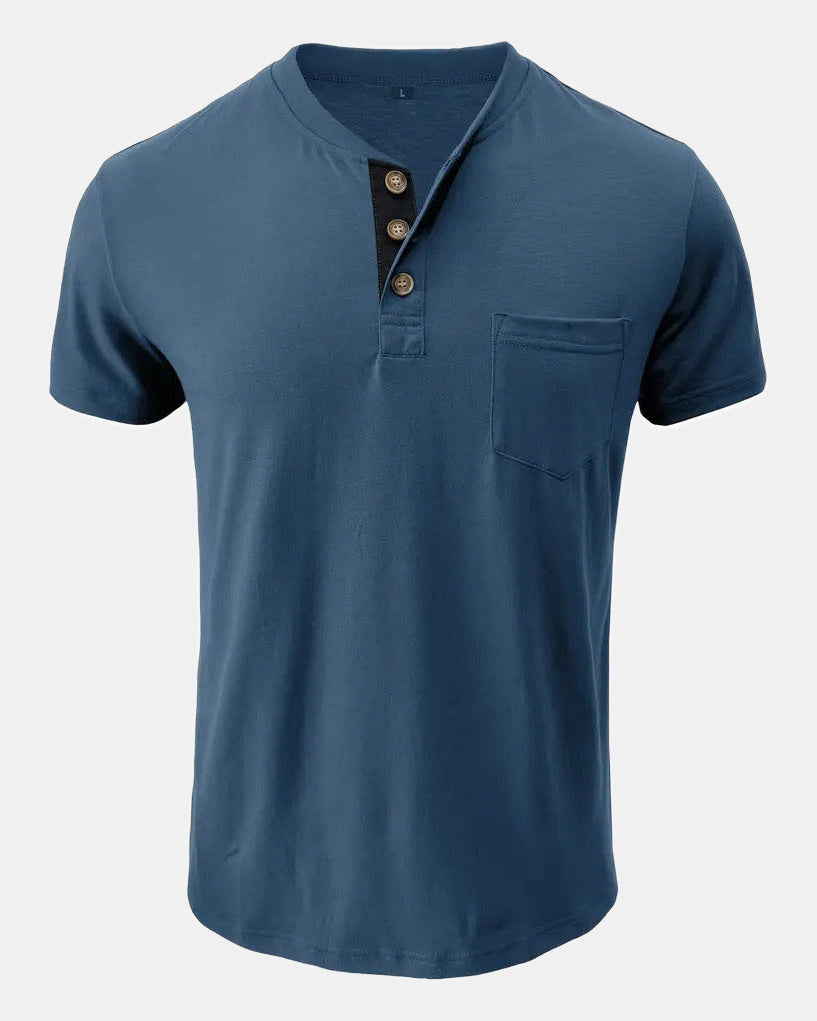 Men's Cotton T-Shirt in Blue-Black