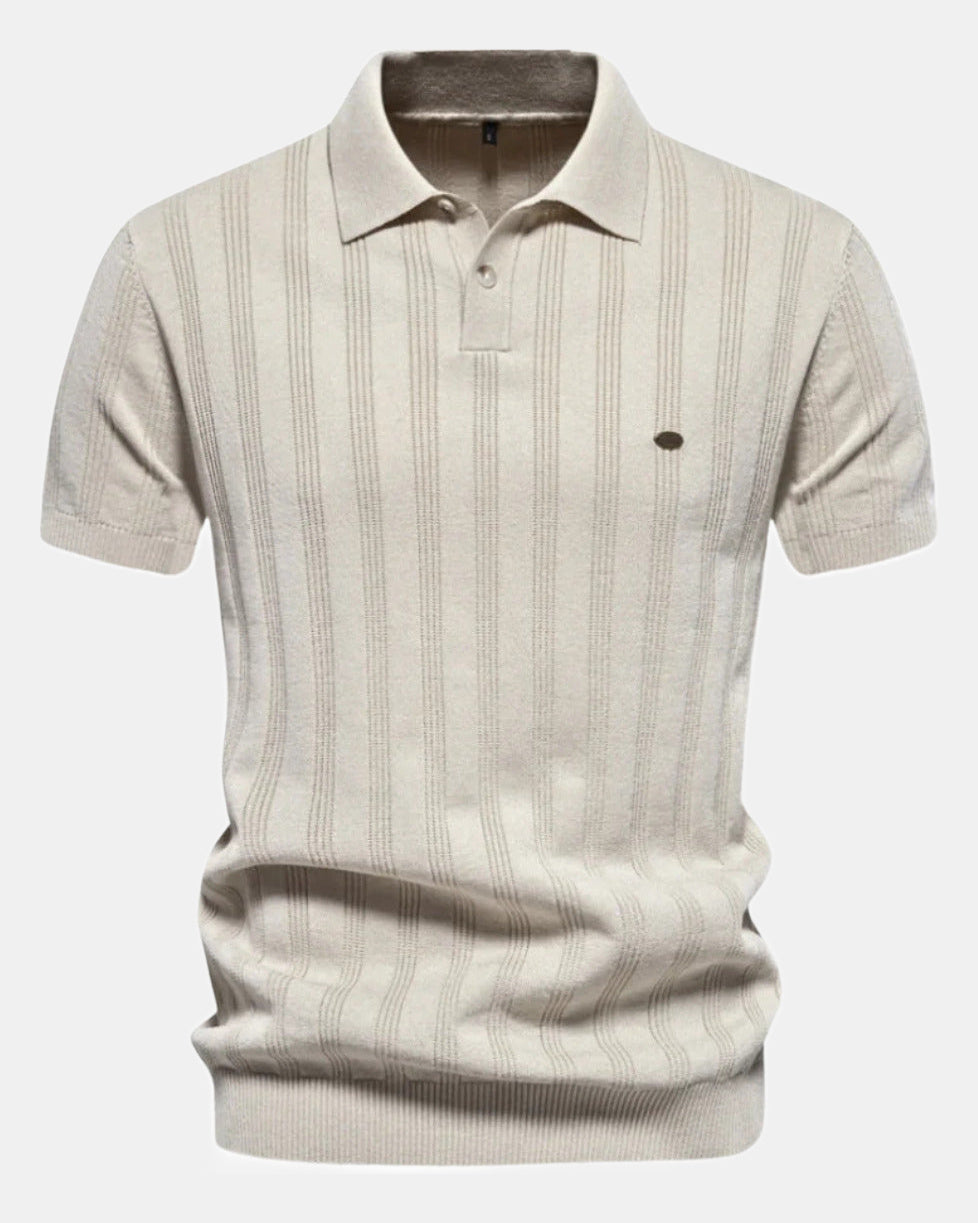 Men's Polo Shirt, Beige and Blue in Beige