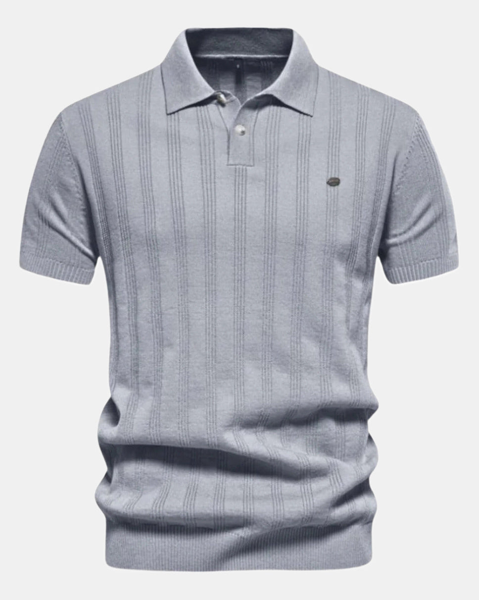 Men's Polo Shirt, Beige and Blue in Blue