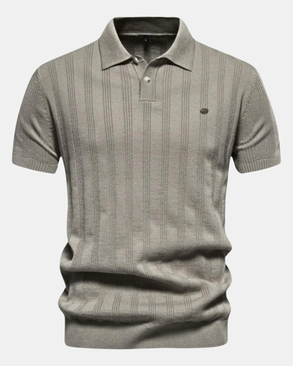 Men's Polo Shirt, Beige and Blue in Gray
