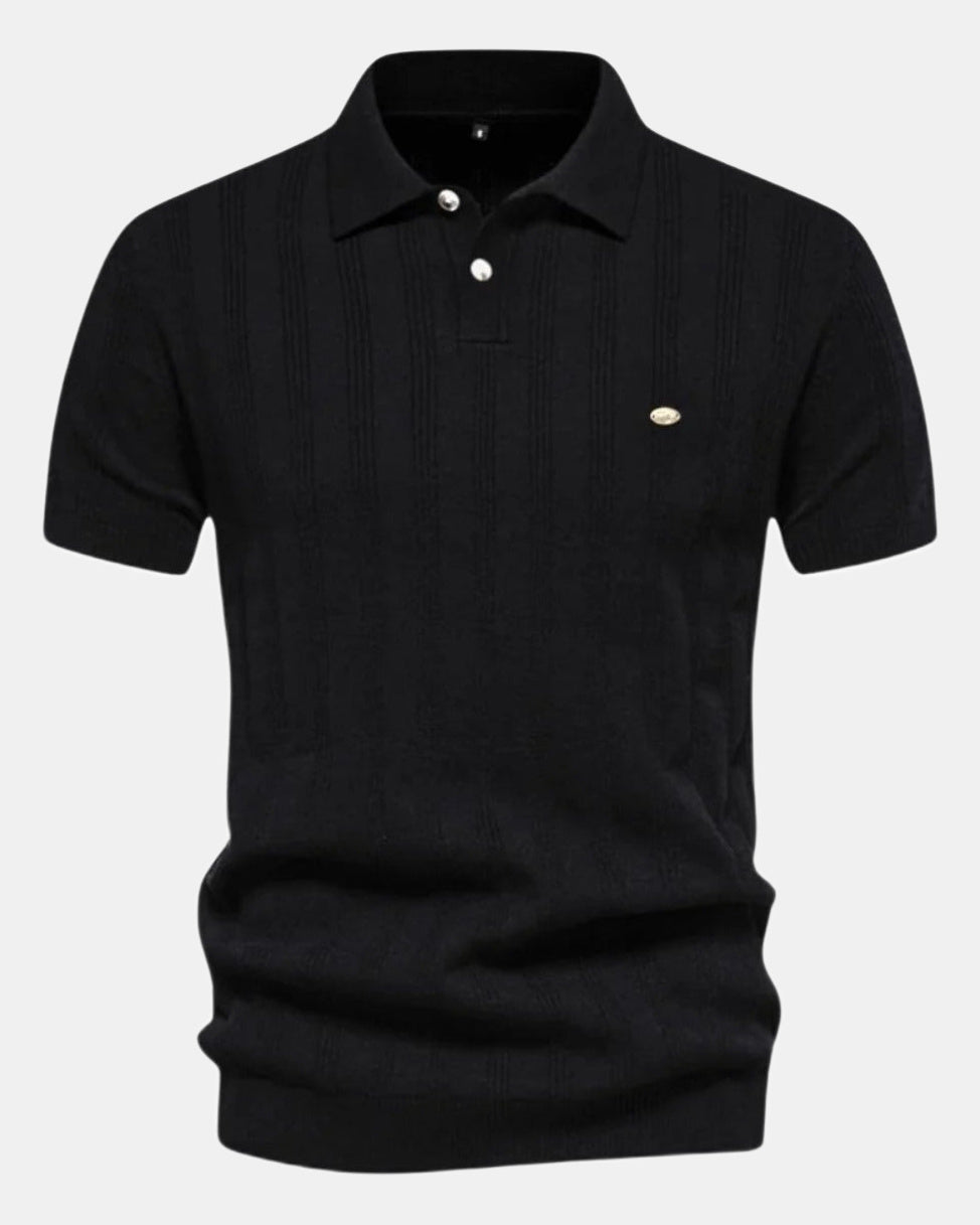 Men's Polo Shirt, Beige and Blue in Black
