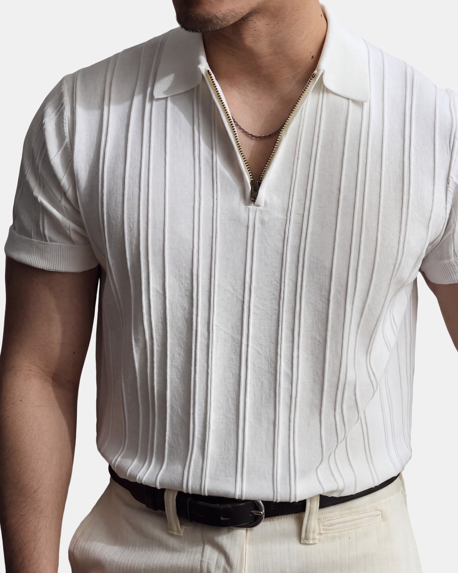 Old Men's Cotton Polo Shirt, Money in White