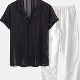 Cazel Men's Set, Short Sleeve, Black and white and Black