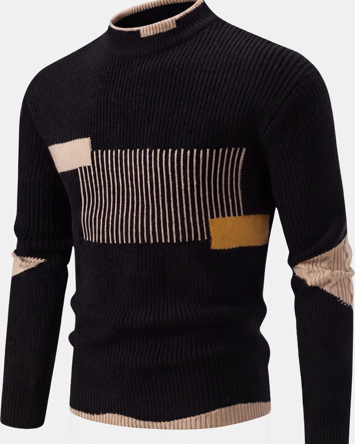 Men's Knit Sweater Premium Black, photo studio