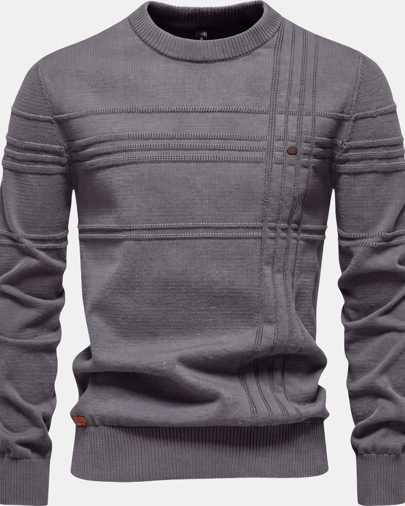 Burkhard Men's Knit Sweater Plaid Gray, photo studio