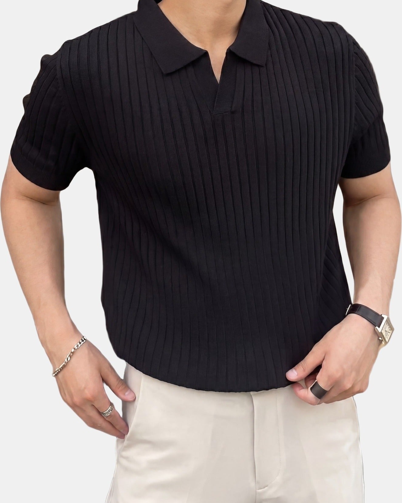 Monte-Carlo Men's Cotton Polo Shirt in Black
