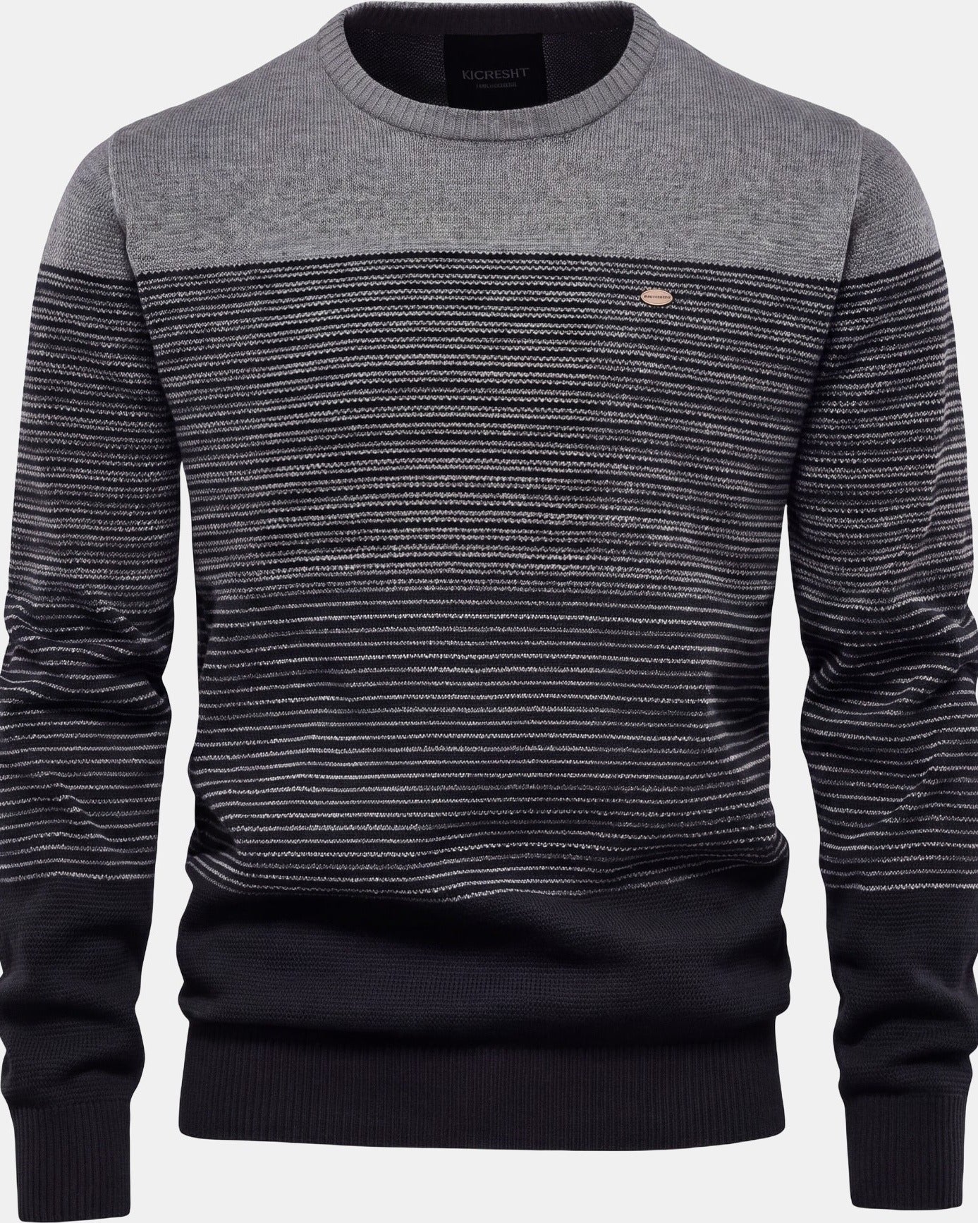 Ekkehard Men's Knit Sweater Classic-Style Combines Maximum Gray, photo studio