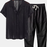 Cazel Men's Set, Short Sleeve, Black and white and Black