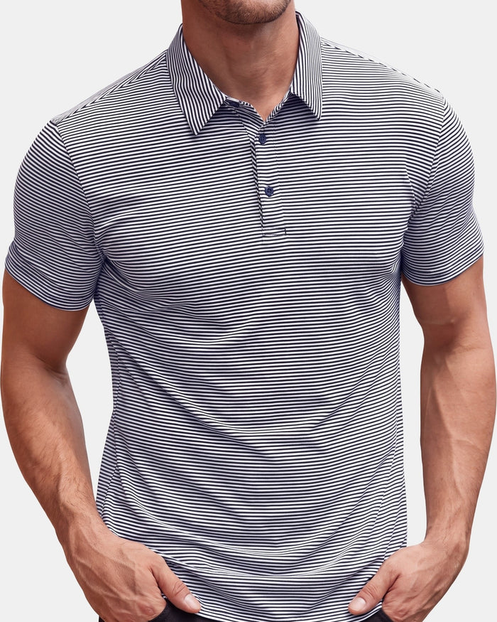 Men's Polo Shirt, Striped, Green and White
