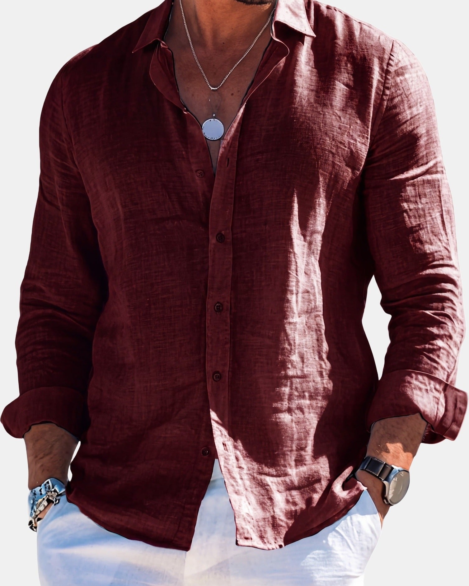 Julian - Elegant Shirt in Breathable Fabric Light Green, photo studio