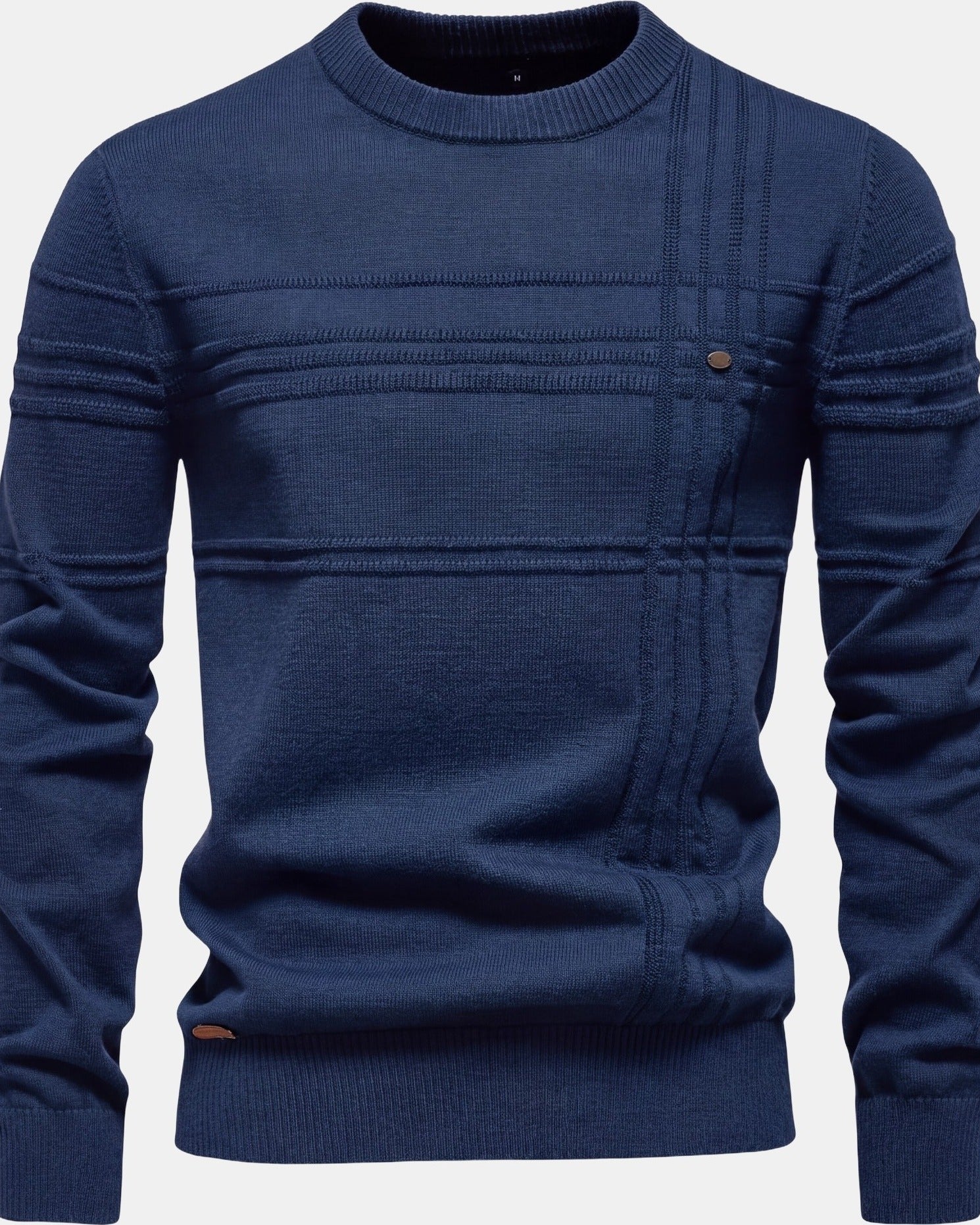 Burkhard Men's Knit Sweater Plaid Navy, photo studio