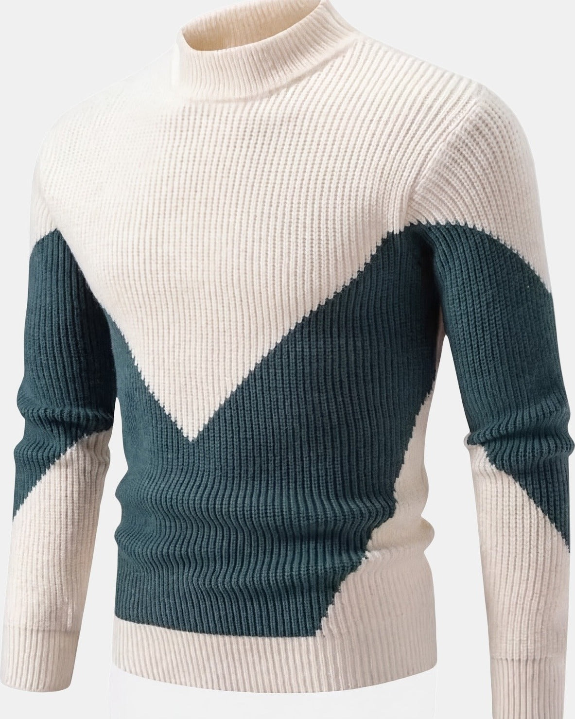 Men's Knit Sweater Premium White diamond, photo studio