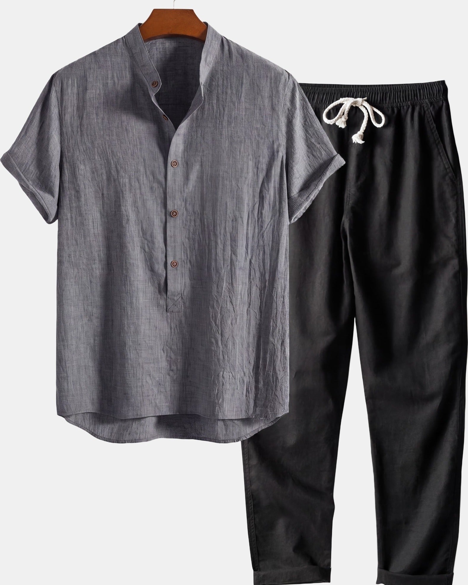 Cazel Men's Set Short Sleeve Dark green and Blue Gray, photo studio