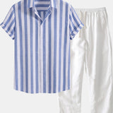 Cazel Men's Set, Short Sleeve, Light Blue and Gray