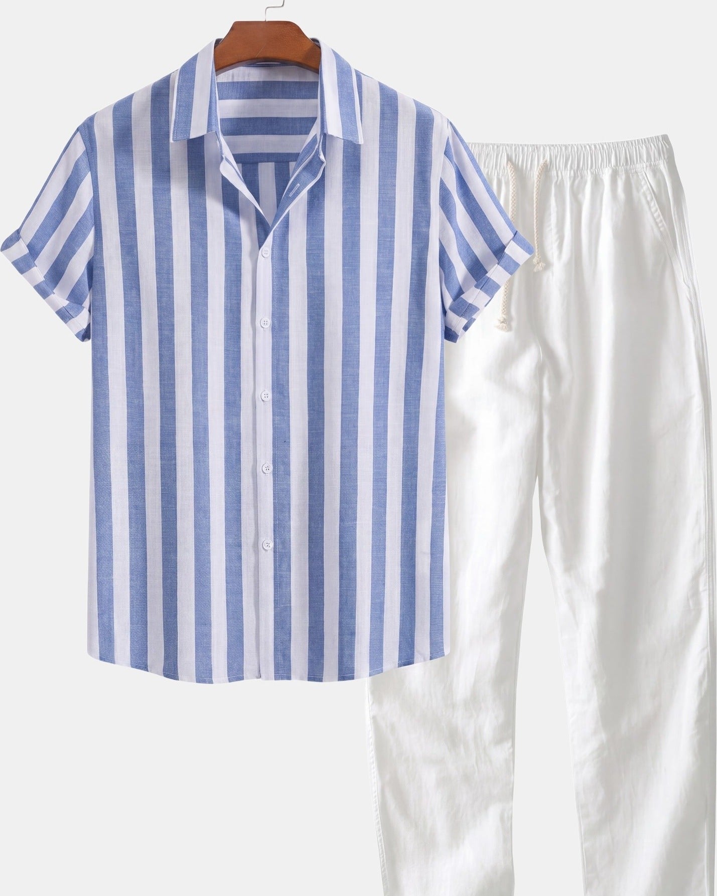 Cazel Men's Set Short Sleeve Light Blue and Gray Light Blue, photo studio